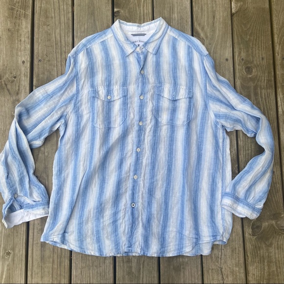 Tommy Bahama Other - Tommy Bahama 100% linen cloud striped long sleeve button shirt XL